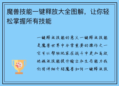 魔兽技能一键释放大全图解，让你轻松掌握所有技能